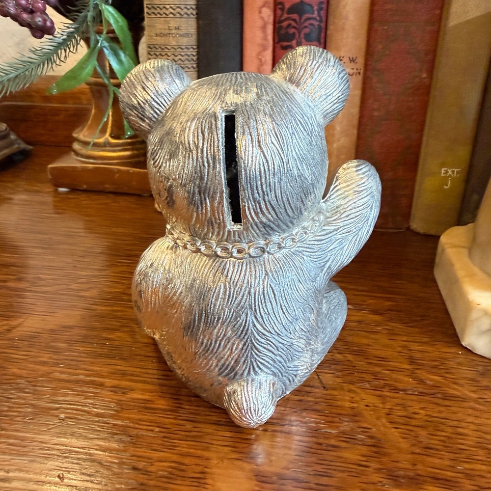 Vintage Silver Teddy Bear Bank - Picture 5 of 11